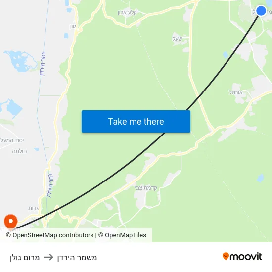 מרום גולן to משמר הירדן map