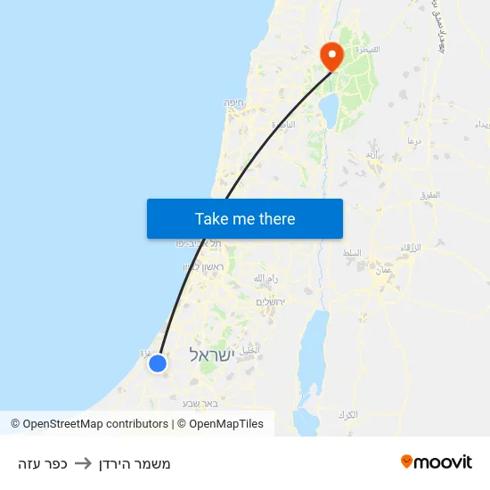 כפר עזה to משמר הירדן map