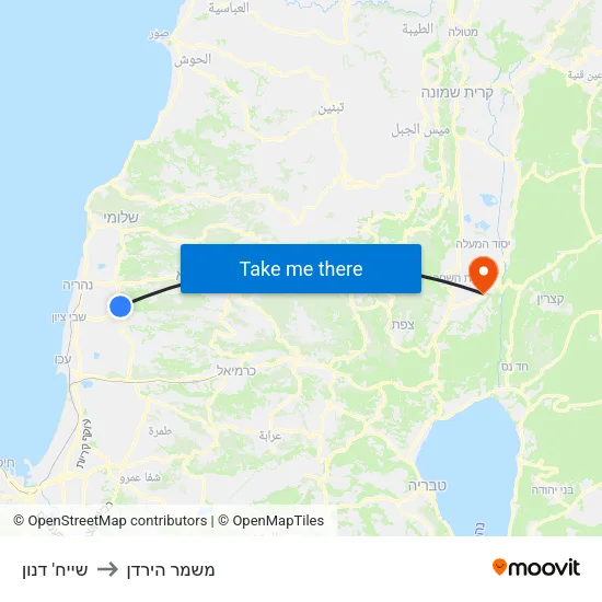 שייח' דנון to משמר הירדן map