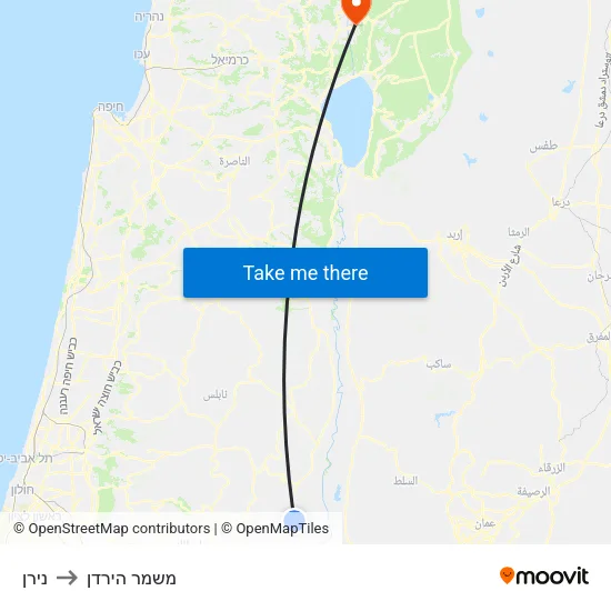 נירן to משמר הירדן map