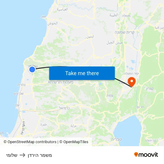 שלומי to משמר הירדן map