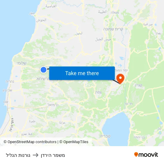 גורנות הגליל to משמר הירדן map