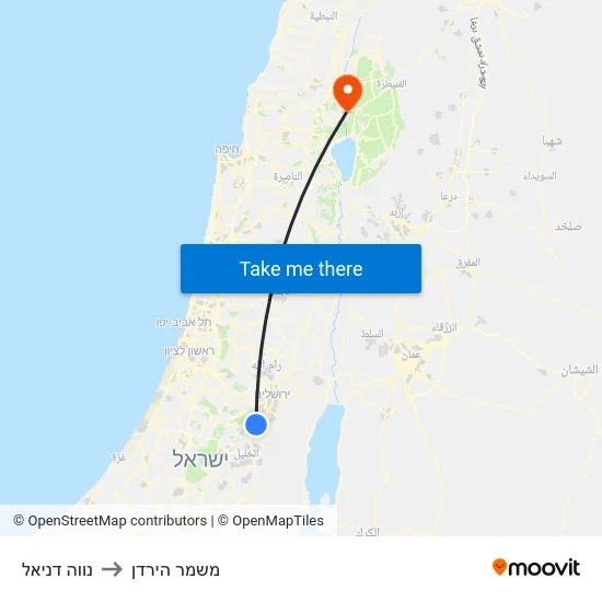 נווה דניאל to משמר הירדן map
