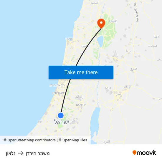 גלאון to משמר הירדן map