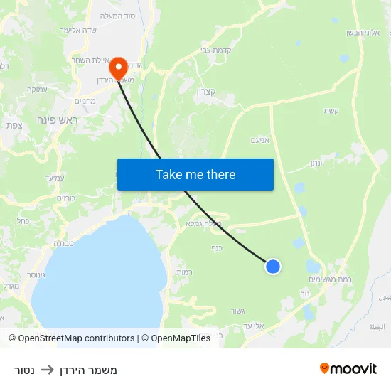 נטור to משמר הירדן map