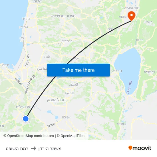 רמת השופט to משמר הירדן map