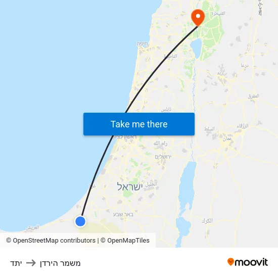יתד to משמר הירדן map