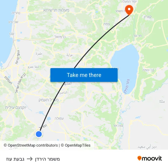 גבעת עוז to משמר הירדן map