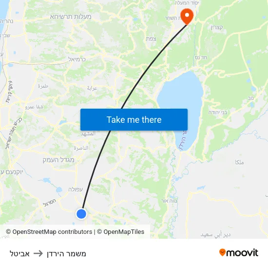 אביטל to משמר הירדן map
