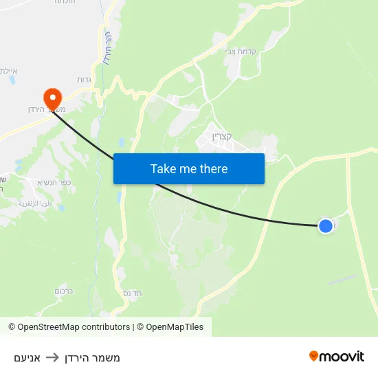 אניעם to משמר הירדן map