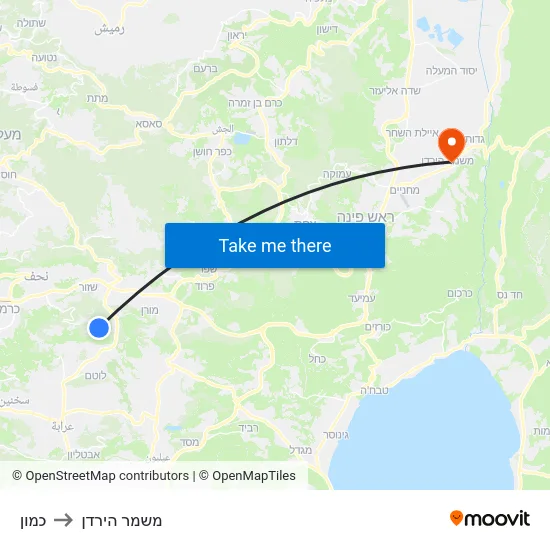 כמון to משמר הירדן map