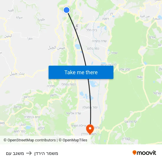 משגב עם to משמר הירדן map