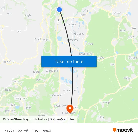 כפר גלעדי to משמר הירדן map