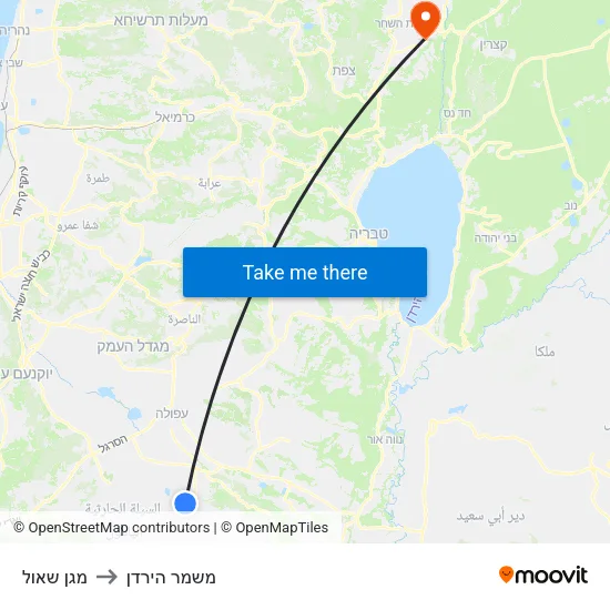 מגן שאול to משמר הירדן map