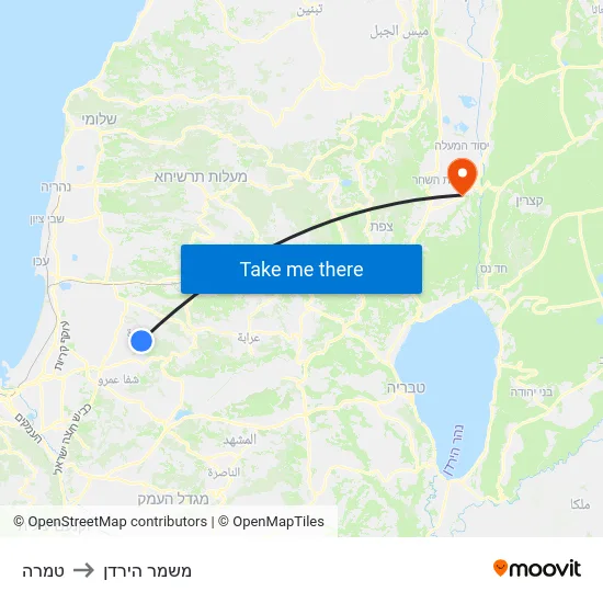טמרה to משמר הירדן map