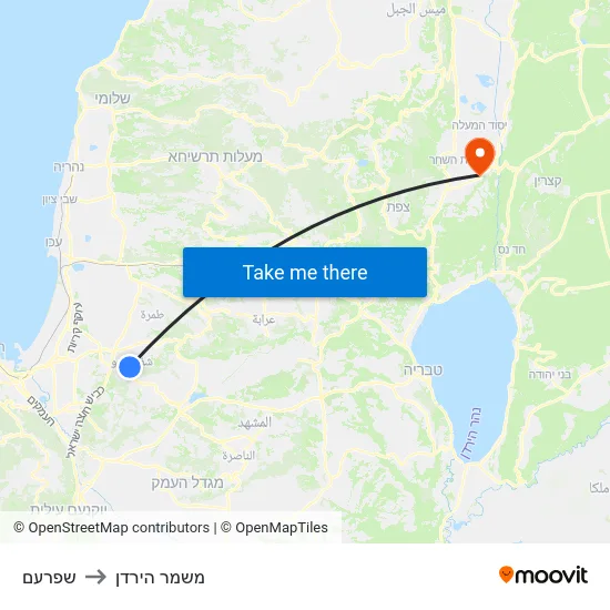 שפרעם to משמר הירדן map