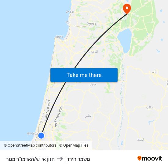 חזון אי''ש/האדמו''ר מגור to משמר הירדן map