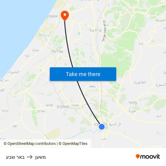 באר שבע to משען map