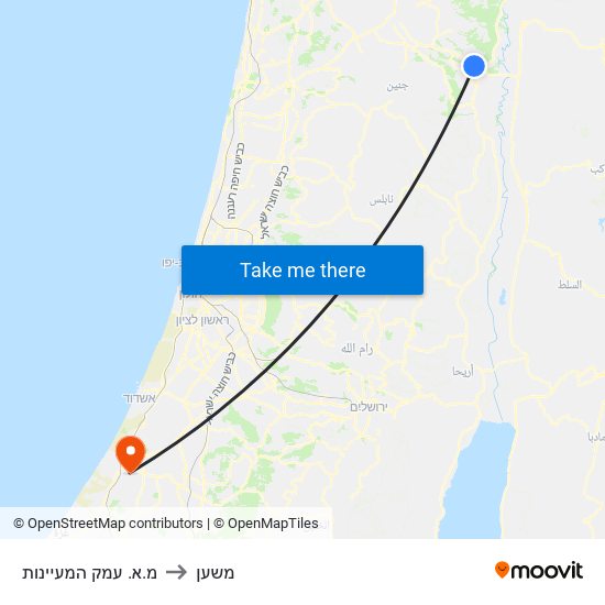 מ.א. עמק המעיינות to משען map