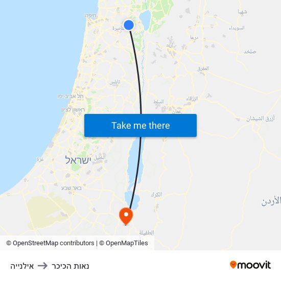 אילנייה to נאות הכיכר map