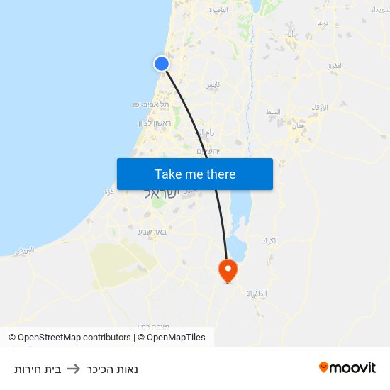 בית חירות to נאות הכיכר map