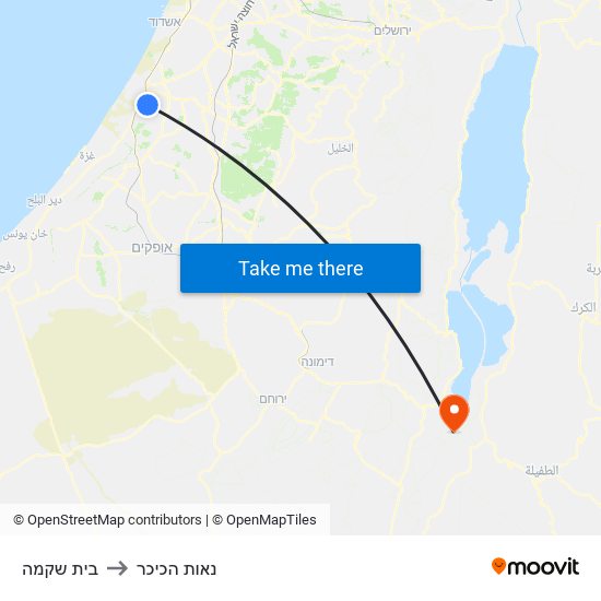 בית שקמה to נאות הכיכר map