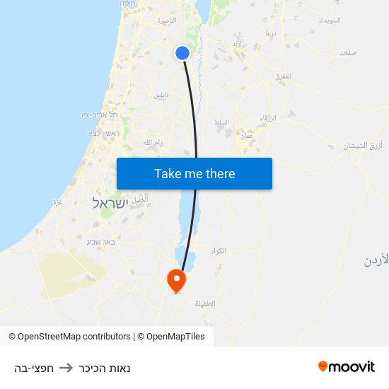 חפצי-בה to נאות הכיכר map