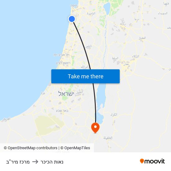 מרכז מיר''ב to נאות הכיכר map