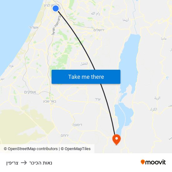 צריפין to נאות הכיכר map