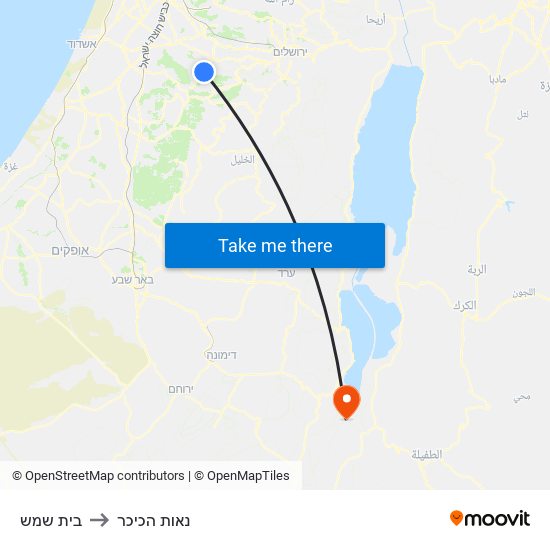 בית שמש to נאות הכיכר map