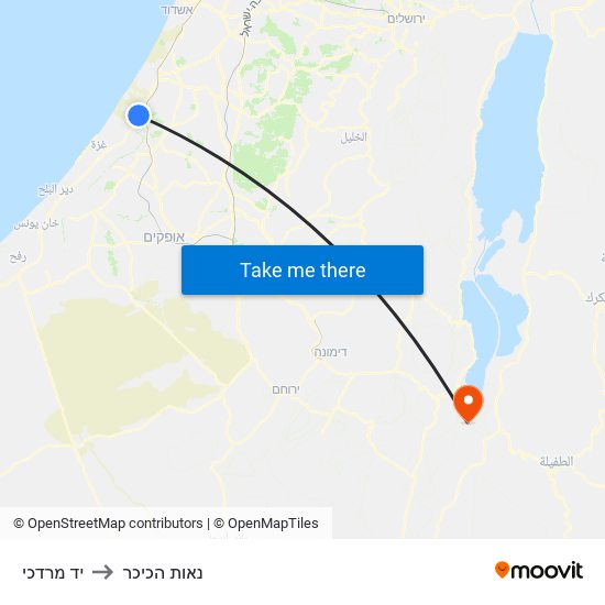 יד מרדכי to נאות הכיכר map