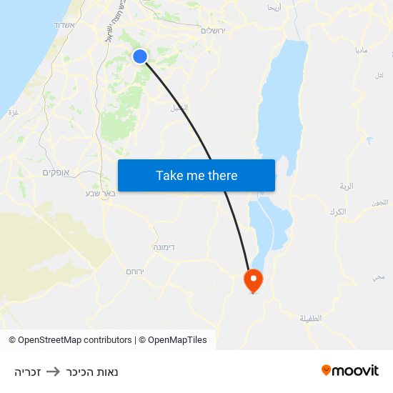 זכריה to נאות הכיכר map