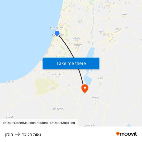 חולון to נאות הכיכר map