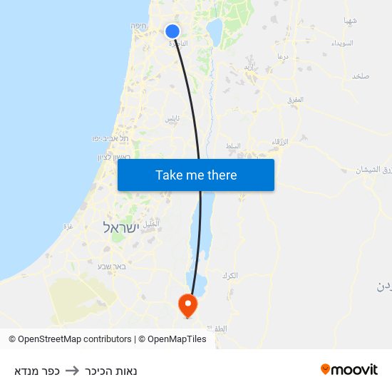 כפר מנדא to נאות הכיכר map