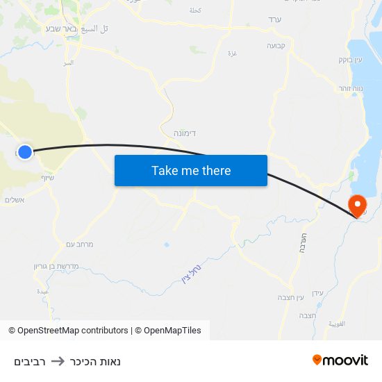 רביבים to נאות הכיכר map