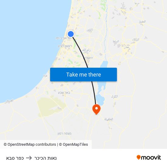 כפר סבא to נאות הכיכר map