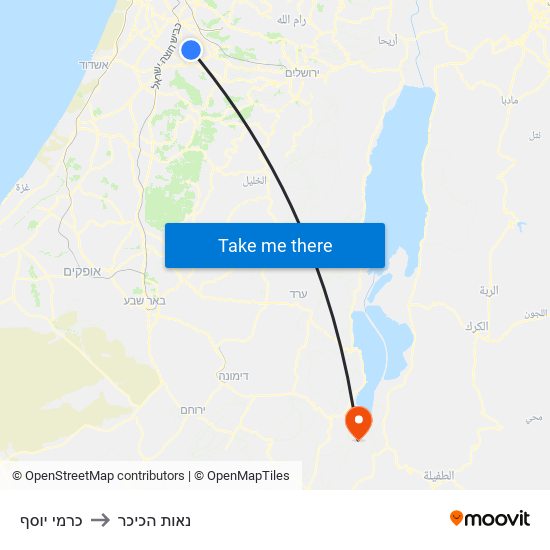 כרמי יוסף to נאות הכיכר map