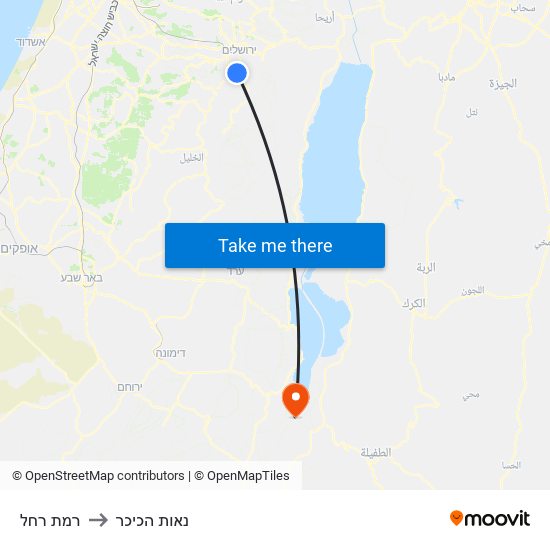 רמת רחל to נאות הכיכר map