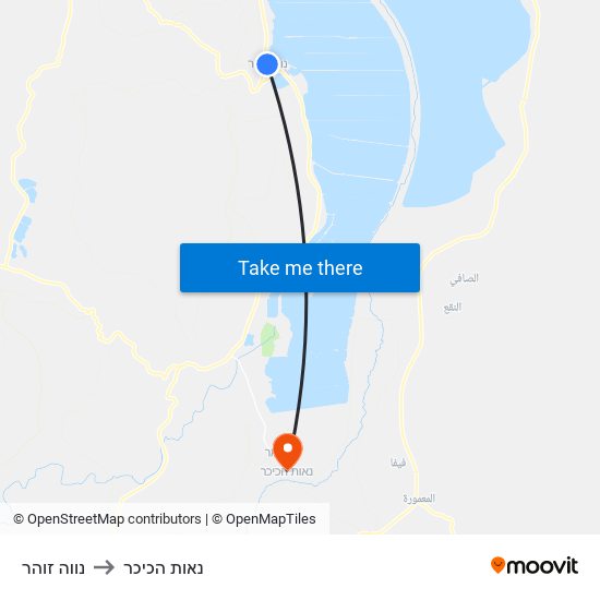 נווה זוהר to נאות הכיכר map