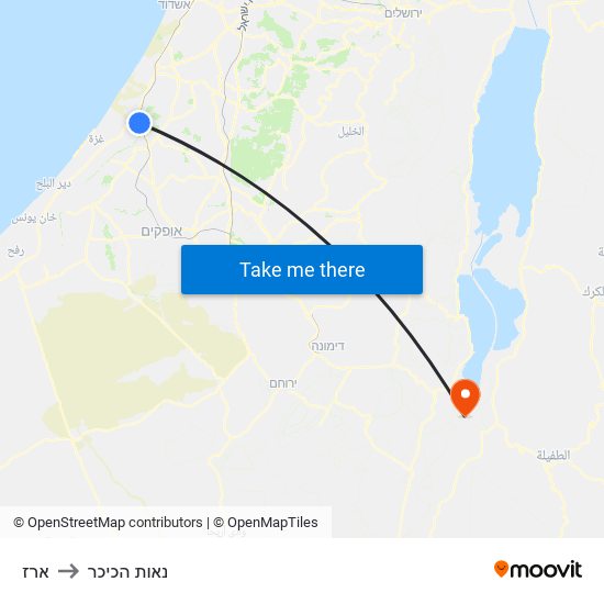 ארז to נאות הכיכר map