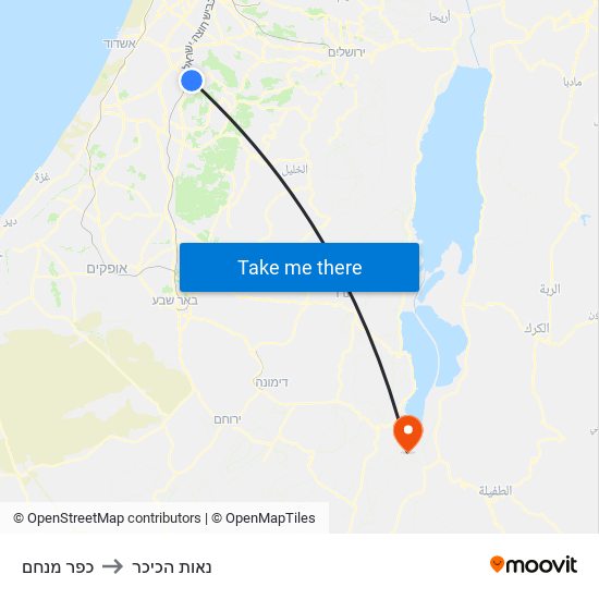 כפר מנחם to נאות הכיכר map