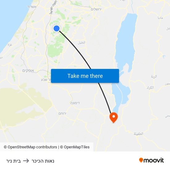 בית ניר to נאות הכיכר map