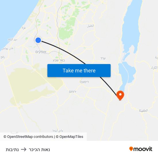 נתיבות to נאות הכיכר map