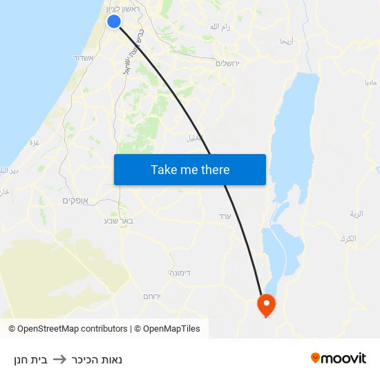 בית חנן to נאות הכיכר map