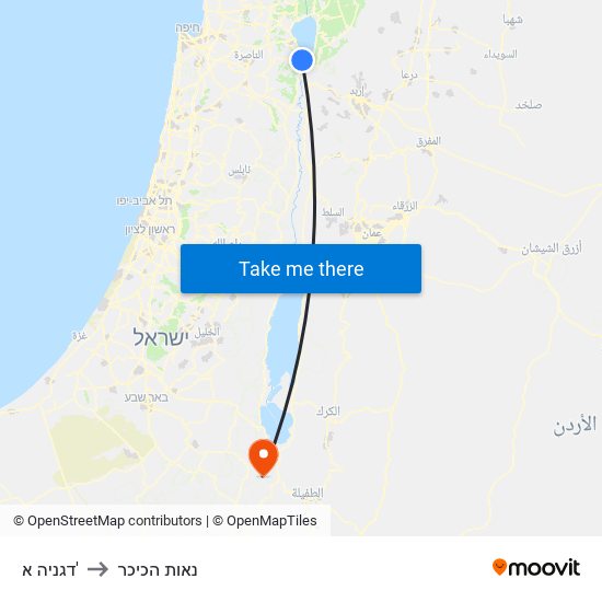 דגניה א' to נאות הכיכר map