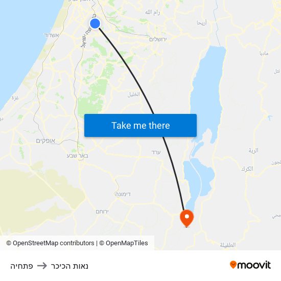 פתחיה to נאות הכיכר map