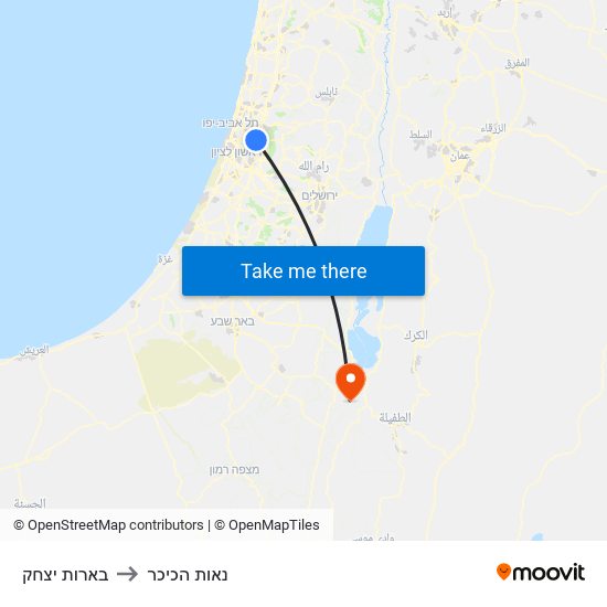 בארות יצחק to נאות הכיכר map