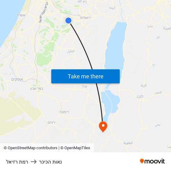 רמת רזיאל to נאות הכיכר map