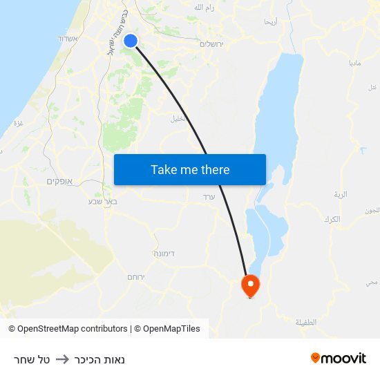 טל שחר to נאות הכיכר map