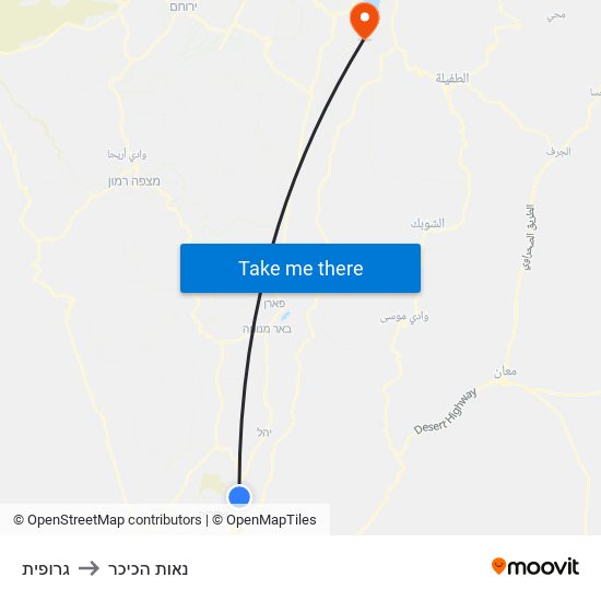 גרופית to נאות הכיכר map